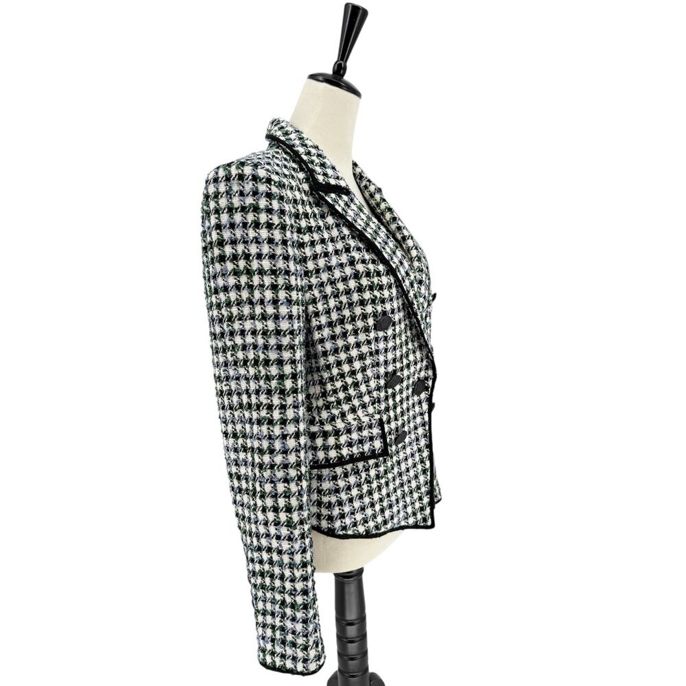 Veronica Beard Diego Dickey Jacket Black White Classic Plaid Tweed Blazer Size 8 - Picture 10 of 14